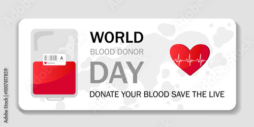 World blood donor day poster. Healthcare and medicine, treatment. Charitable donations. International holiday and festival 14 June. Flat vector illustration