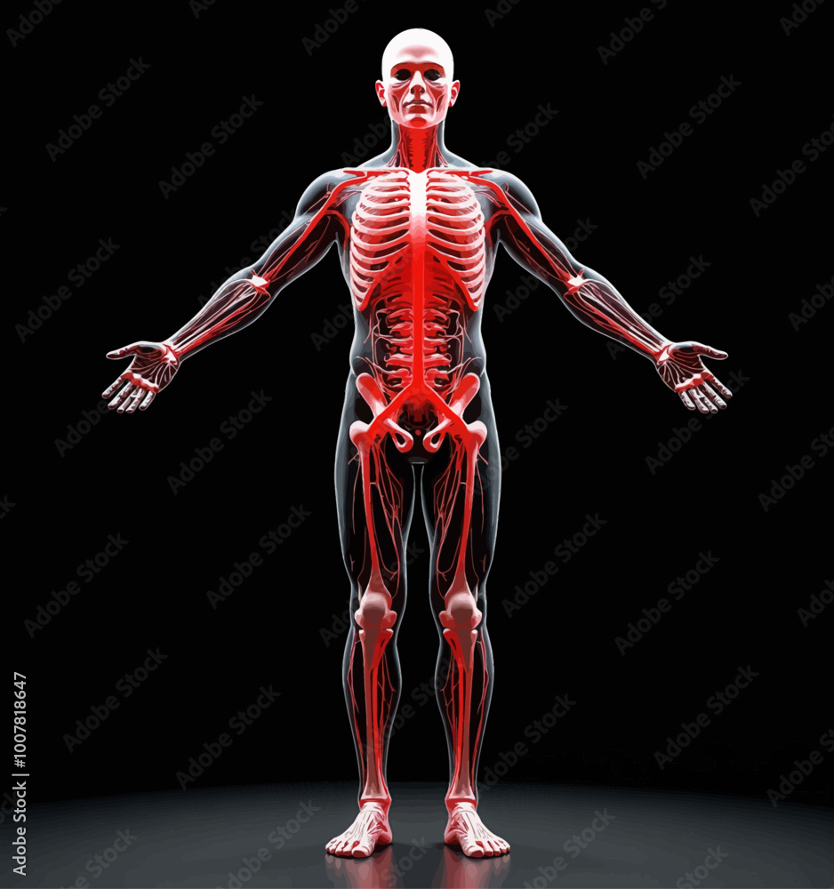 Anatomical Skeleton with Detailed Nervous System Anatomical Skeleton with Detailed Nervous System