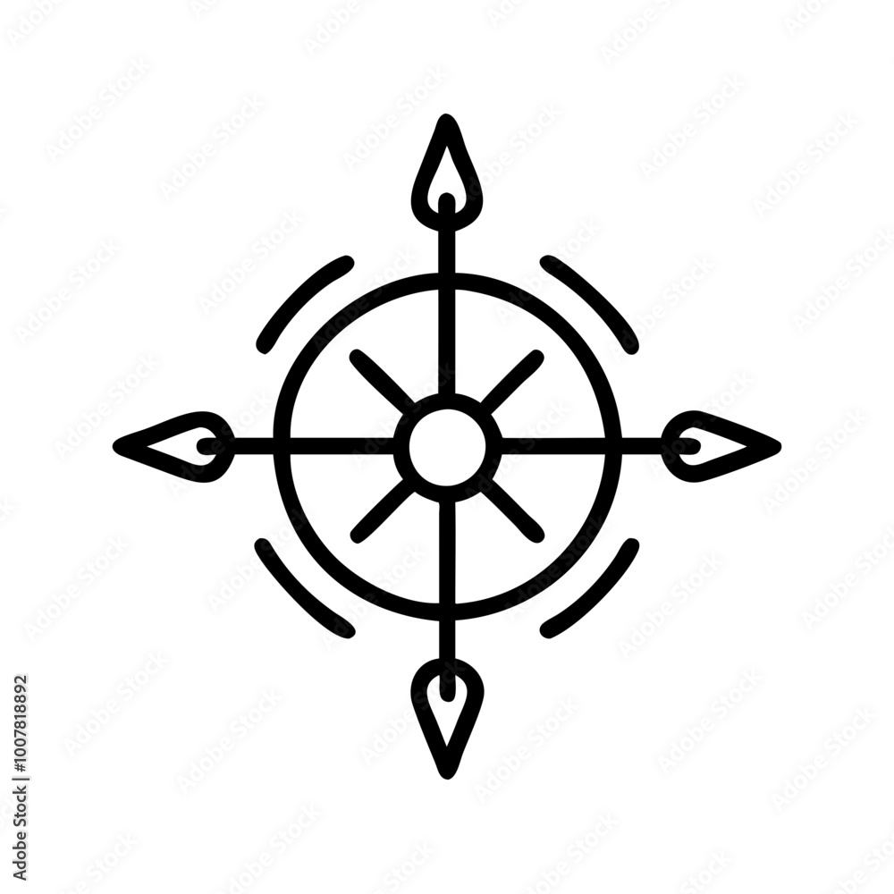 Obraz premium Vector icon of Tarot Soul's Compass featuring a compass design with directional arrows 