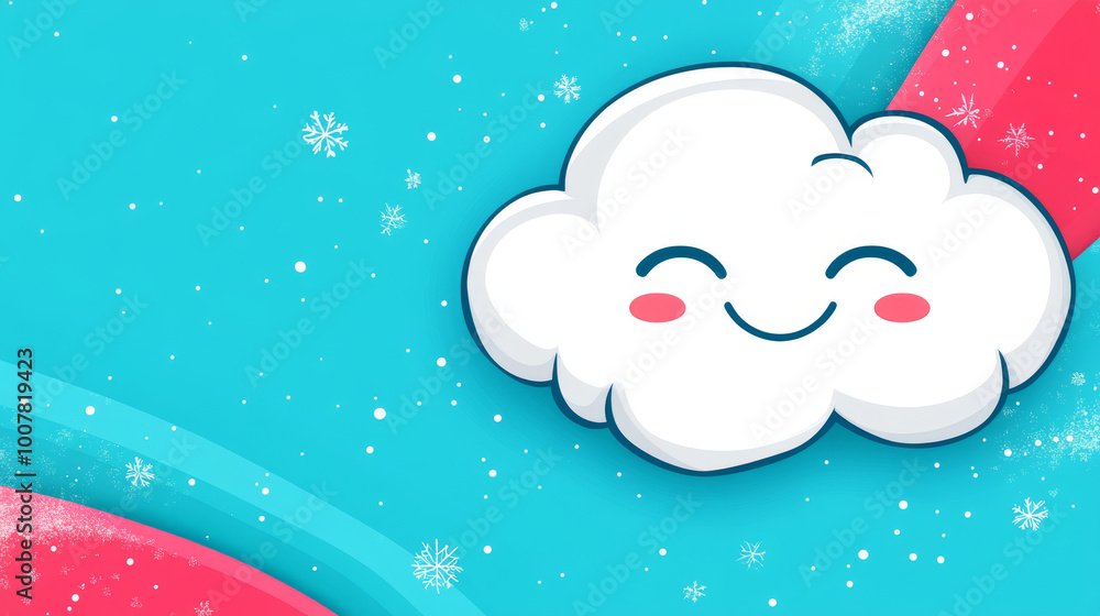 Smiling cartoon cloud in a winter wonderland. Smiling cartoon cloud in a winter wonderland.