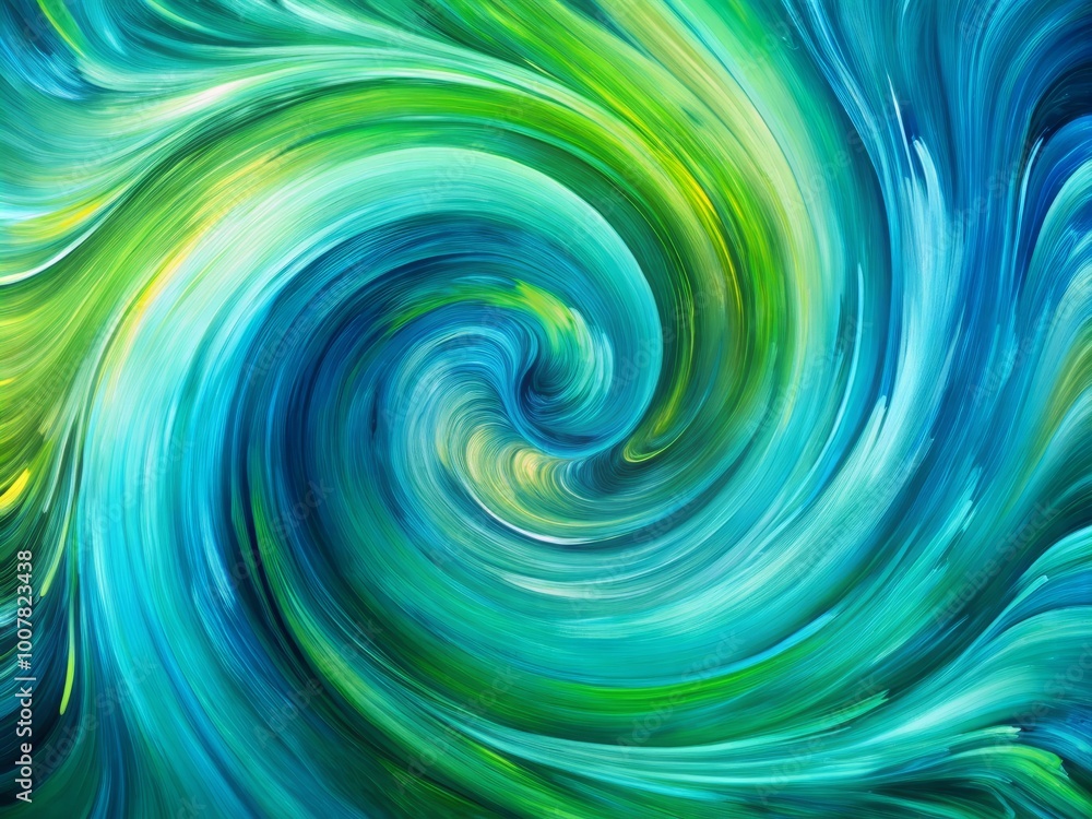 Vibrant, swirling circular brush strokes in shades of blue and green create a mesmerizing abstract background with Vibrant, swirling circular brush strokes in shades of blue and green create a mesmerizing abstract background with
