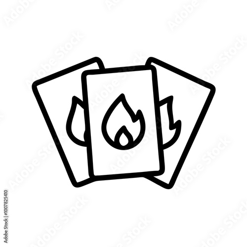 Vector icon of Tarot Flames featuring tarot cards with flame symbols
