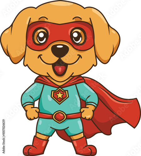 Cute Dog Animal Superhero Cartoon Drawing