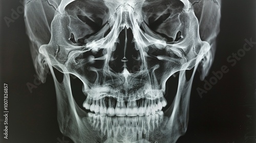 Skull Imaging: X-Ray Scan Print on Film for Medical Analysis