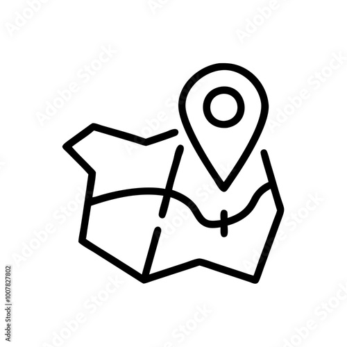 Vector icon of a map with a location pin indicating a place
