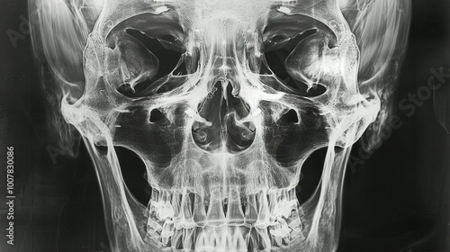 Detailed Skull X-Ray Scan Print on Film: A Study in Cranial Imaging