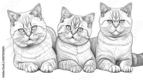 Wallpaper Mural Elegant British Shorthair Cats on White Background Torontodigital.ca
