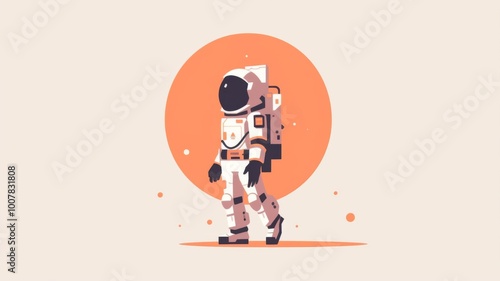 A minimalist flat design illustration of an astronaut sui