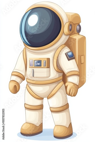 A minimalist flat design illustration of an astronaut sui