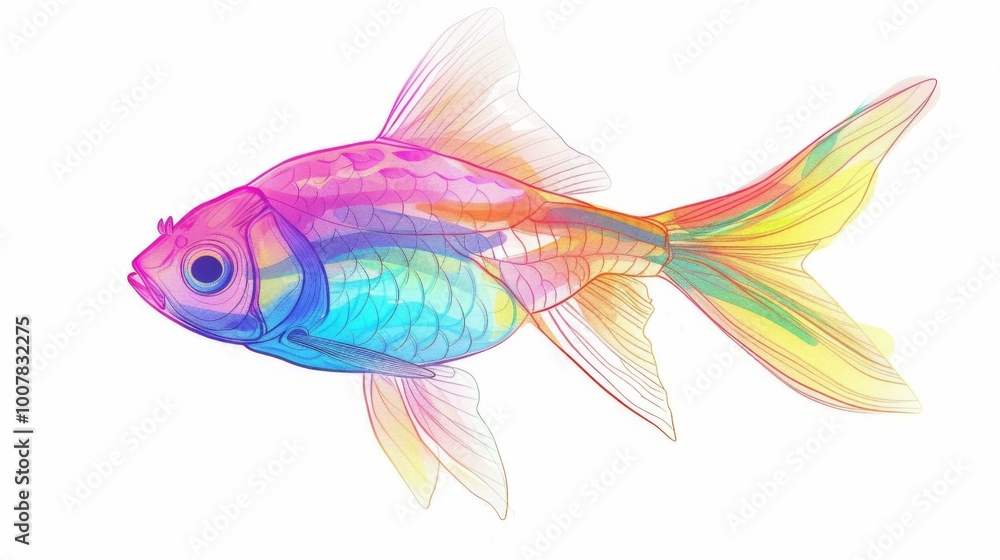 Colorful Fish Illustration on White Background Colorful Fish Illustration on White Background