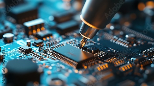 A close-up of a microcontroller being integrated into a robotic system photo