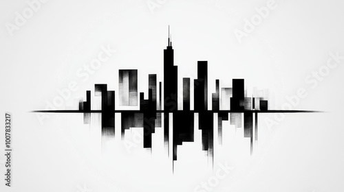 Black and white city skyline illustration photo