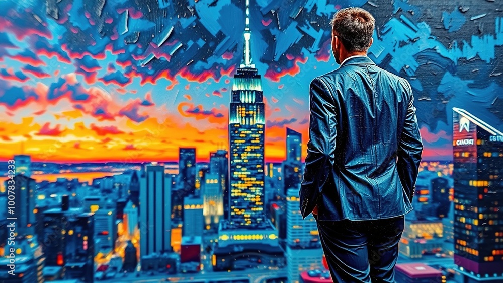 A blurred business professional stands at the edge of a cityscape, hands casually tucked in pockets, as a stunning office tower gradually emerges from the serene nighttime sky. A blurred business professional stands at the edge of a cityscape, hands casually tucked in pockets, as a stunning office tower gradually emerges from the serene nighttime sky.