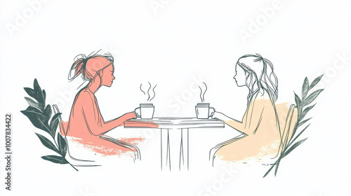 Wallpaper Mural Two women enjoy a cup of coffee together. Torontodigital.ca