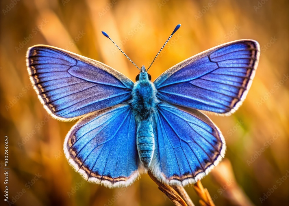 Fototapeta premium The striking Polyommatus admetus, an anomalous blue butterfly of the Lycaenidae family, elegantly perches upon a lush