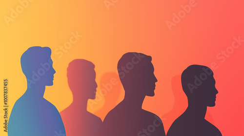 Colorful Silhouettes on Gradient Background photo