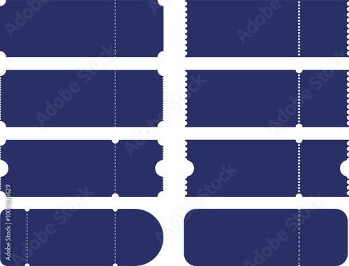 Set of blue ticket frame design in various style