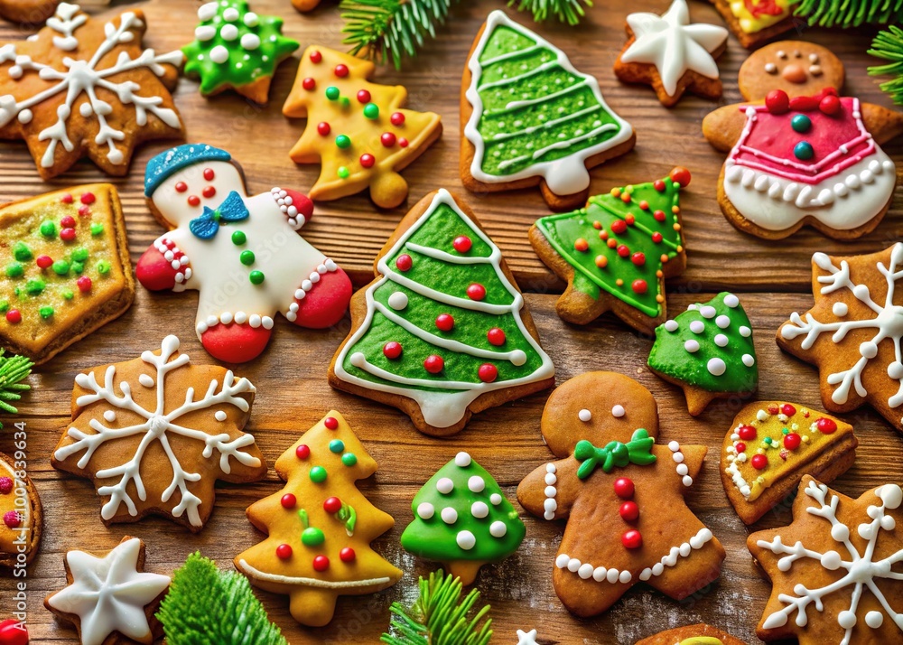 Delight in whimsical gingerbread cookies adorned with festive icing, perfect for New Year celebrations. These treats will sweeten your holiday festivities and bring joy to all! Delight in whimsical gingerbread cookies adorned with festive icing, perfect for New Year celebrations. These treats will sweeten your holiday festivities and bring joy to all!