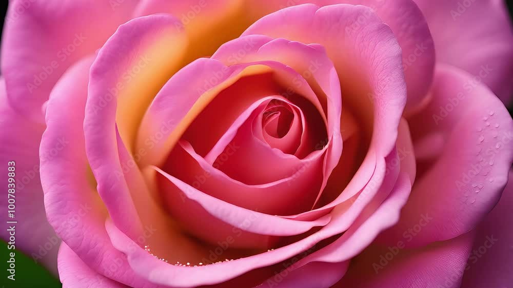 Captivating close-up of a vibrant pink rose showcasing its delicate petals Captivating close-up of a vibrant pink rose showcasing its delicate petals