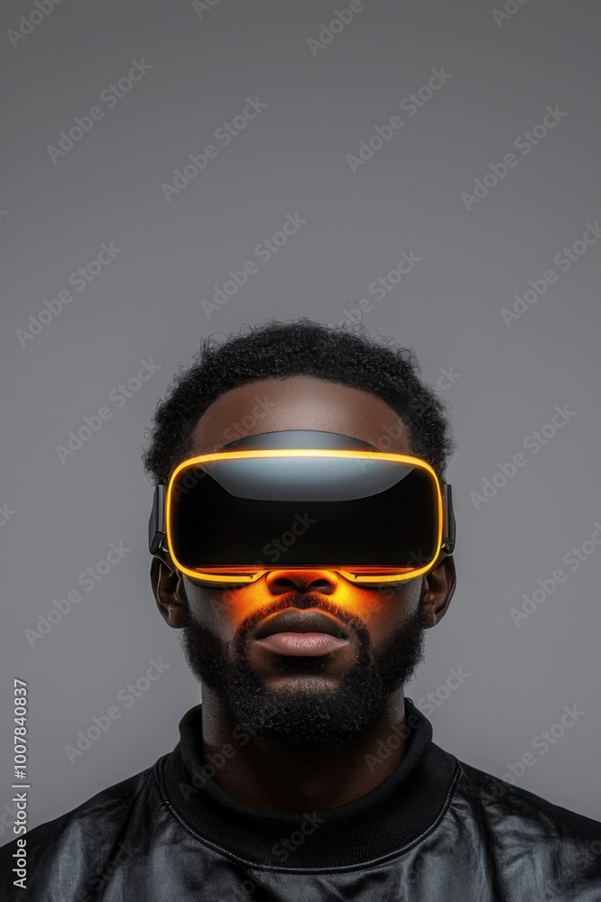 Fototapeta premium portrait of a man wearing VR glasses