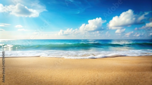Wallpaper Mural Summer sandy beach with blur ocean on background, beach, sand, summer, ocean, vacation, relaxation, waves, tropical, sunny, horizon Torontodigital.ca
