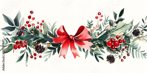 Watercolor illustration christmas garland