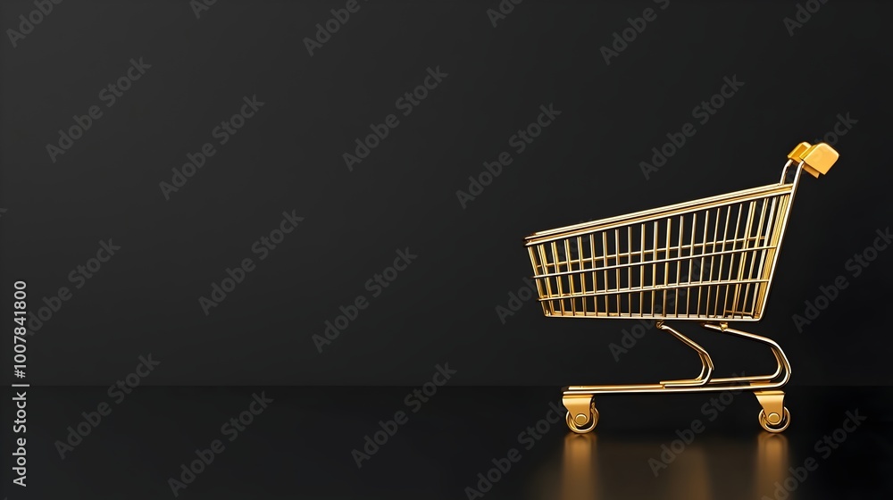 Elegant Black Friday Shopping Cart - Luxurious 3D Design with Gold Accents for High-End Discounts and Exclusive Deals in a Premium Sales Environment Elegant Black Friday Shopping Cart - Luxurious 3D Design with Gold Accents for High-End Discounts and Exclusive Deals in a Premium Sales Environment