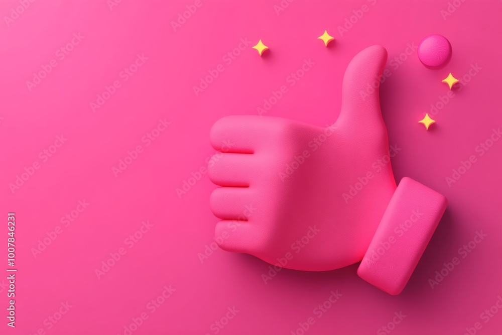 Pink Thumbs Up Emoji on Pink Background Pink Thumbs Up Emoji on Pink Background