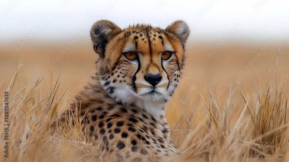 Obraz premium Cheetah in the Tall Grass - Close-up Photo