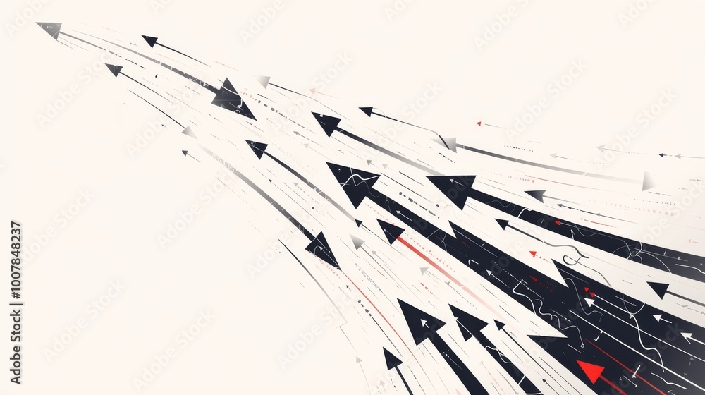 custom made wallpaper toronto digitalAn abstract black arrow with red background in a white and blue color theme symbolizes progress and direction. 
