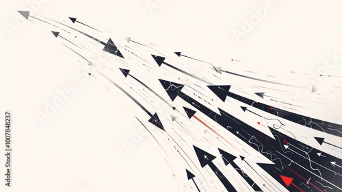 Wallpaper Mural An abstract black arrow with red background in a white and blue color theme symbolizes progress and direction.  Torontodigital.ca