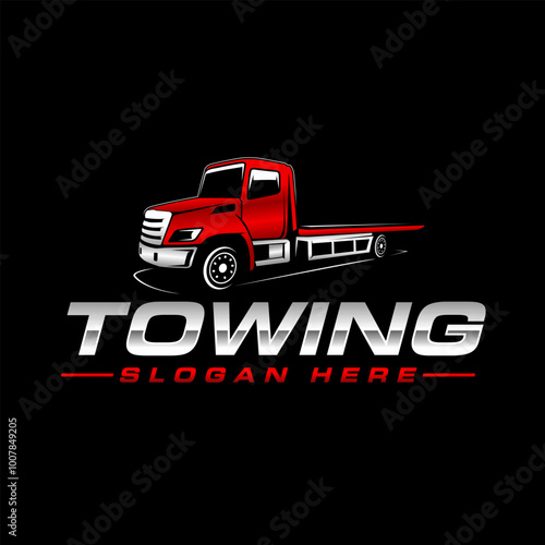 Truck towing logo template. Suitable logo for business related to automotive  template