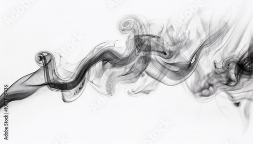 A abstract black and gray thick smoke like a cloudy on white background