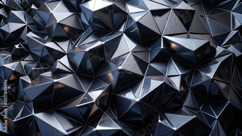 Abstract black crystal background with faceted texture, perfect for wide panoramic wallpaper , render, abstract, crystal