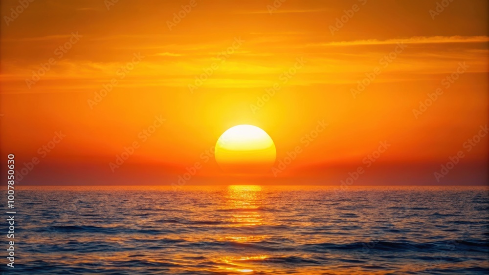 Big sun setting on horizon with clear sky, sunset, sun, sky, horizon, orange, yellow, vibrant, glowing, nature, evening Big sun setting on horizon with clear sky, sunset, sun, sky, horizon, orange, yellow, vibrant, glowing, nature, evening