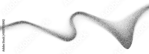 Grain wavy gradient texture. Black stippled flow line background. Dotted undulate sand backdrop with speckles, particles, granules. Grunge noise dot work wallpaper for banner, poster, overlay. Vector