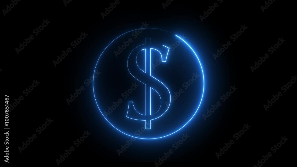 Neon glowing dollar symbol concept with neon circle. Neon glowing dollar symbol concept with neon circle.