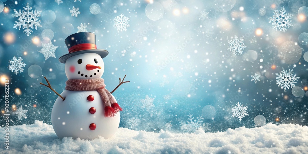 Christmas card featuring a cute snowman surrounded by falling snowflakes , snowman, snow, winter, holiday, greeting card, festive Christmas card featuring a cute snowman surrounded by falling snowflakes , snowman, snow, winter, holiday, greeting card, festive