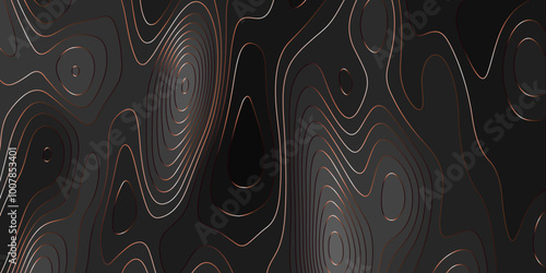 The black on golden contours vector topography stylized height of the lines map. Curved topology and topography vector design abstract background for gold work. Pattern with grid lines seamless.