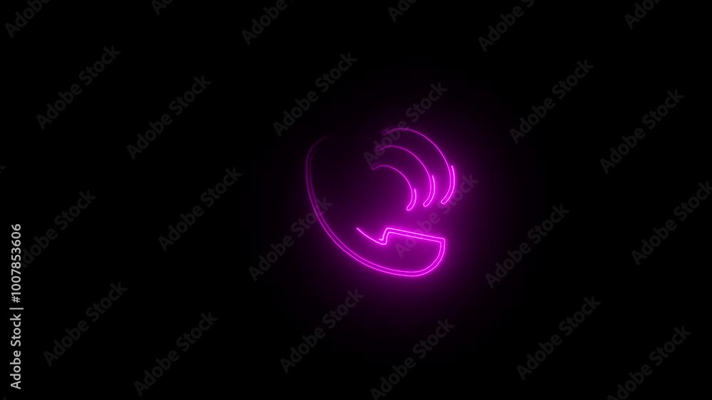 Phone ring sign on black background. handset icon animation.Neon Incoming call ring icon with black background Screen. Phone ring sign on black background. handset icon animation.Neon Incoming call ring icon with black background Screen.