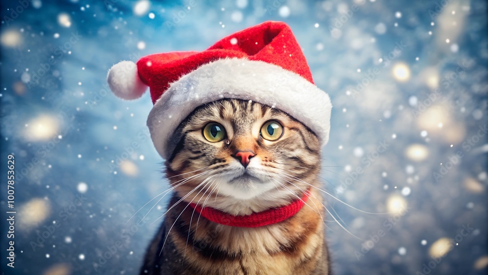 cat in santa claus cap cat in santa claus cap