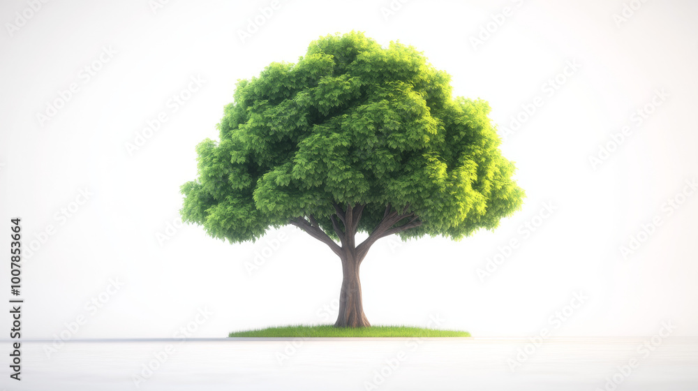 Obraz premium A single tree stands tall against a white backdrop.