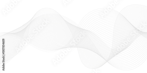 Vector wave digital white and gray blend futuristic technology flow tech transparent line stripe energy connection web music and sound, beautiful dynamic smooth space texture background.