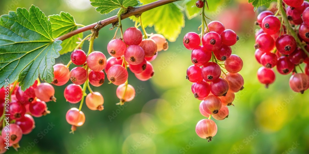 Obraz premium Branch of pink currant berries , berries, branch, pink, currant, fresh, juicy, ripe, vibrant, organic, natural, food