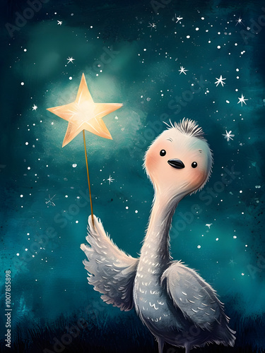 star,ostrich in the night