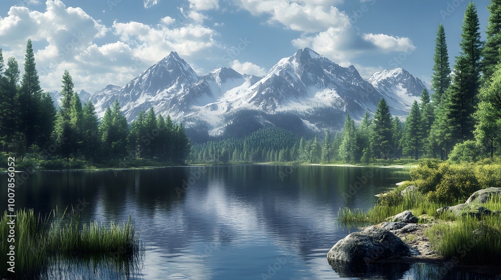 Serene Mountain Lake Landscape Serene Mountain Lake Landscape