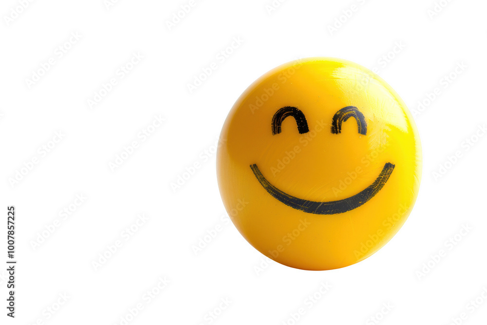 Fototapeta premium Transparent Happiness: A Yellow Sphere with a Smiley Face
