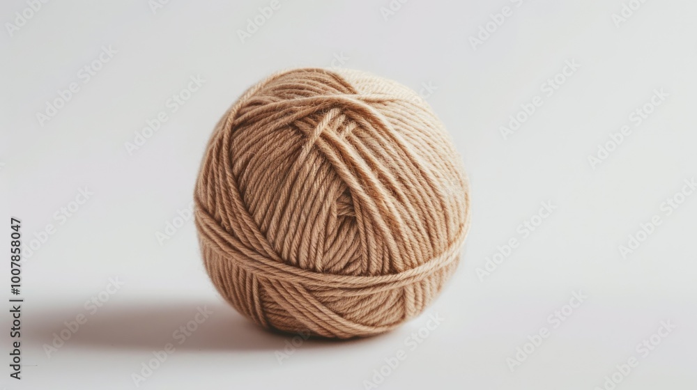 A ball of yarn is sitting on a white background A ball of yarn is sitting on a white background