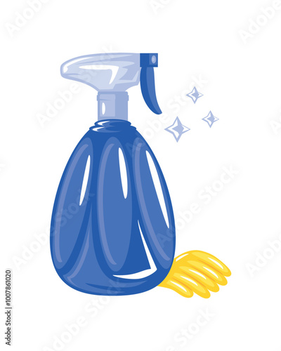 disinfectant spray and gloves