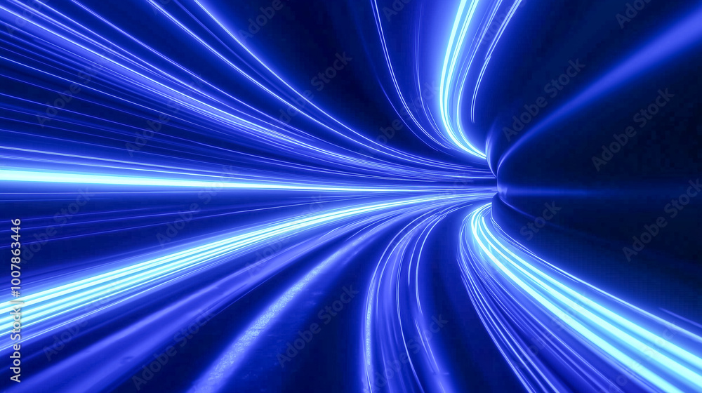 Glowing blue light beams in a futuristic tunnel Glowing blue light beams in a futuristic tunnel